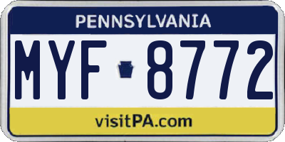 PA license plate MYF8772