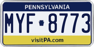 PA license plate MYF8773