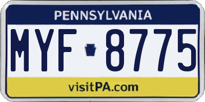 PA license plate MYF8775