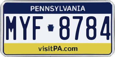 PA license plate MYF8784