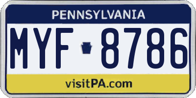 PA license plate MYF8786