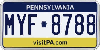 PA license plate MYF8788