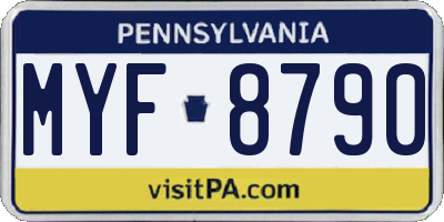 PA license plate MYF8790