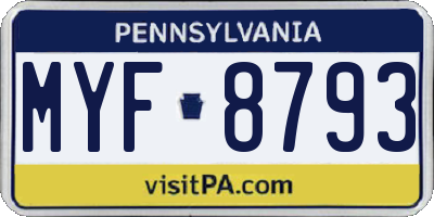 PA license plate MYF8793