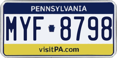 PA license plate MYF8798