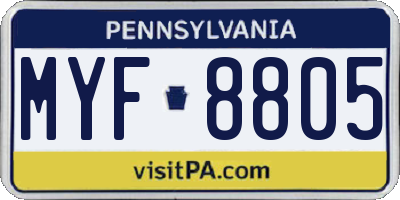 PA license plate MYF8805