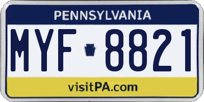 PA license plate MYF8821