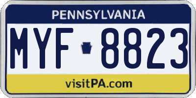 PA license plate MYF8823