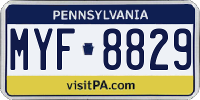 PA license plate MYF8829