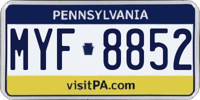 PA license plate MYF8852