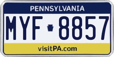PA license plate MYF8857