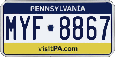 PA license plate MYF8867