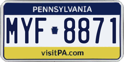 PA license plate MYF8871