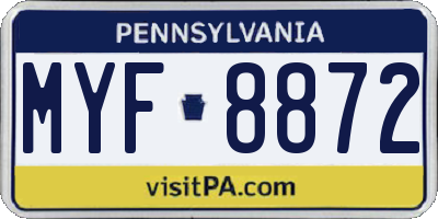 PA license plate MYF8872