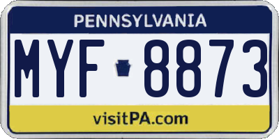 PA license plate MYF8873