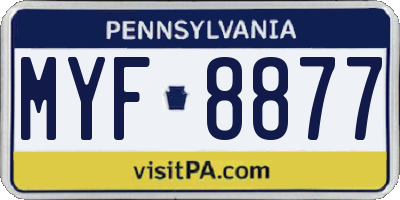 PA license plate MYF8877