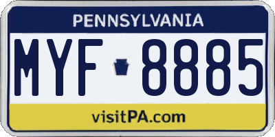 PA license plate MYF8885