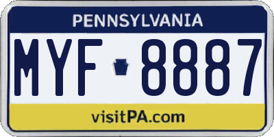 PA license plate MYF8887