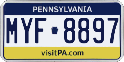 PA license plate MYF8897
