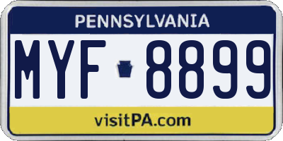 PA license plate MYF8899