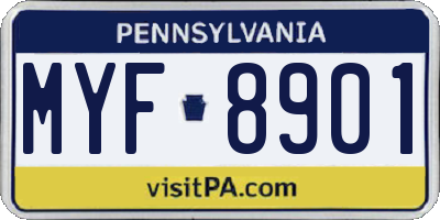 PA license plate MYF8901