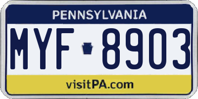 PA license plate MYF8903