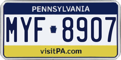 PA license plate MYF8907
