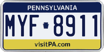 PA license plate MYF8911