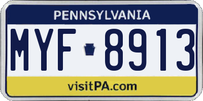 PA license plate MYF8913