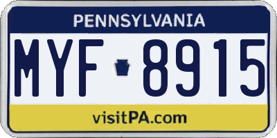 PA license plate MYF8915