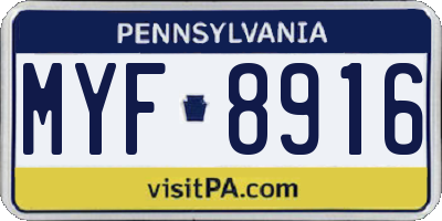 PA license plate MYF8916