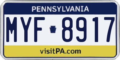 PA license plate MYF8917
