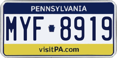 PA license plate MYF8919