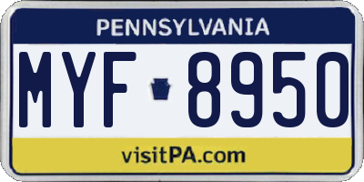 PA license plate MYF8950