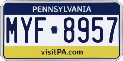 PA license plate MYF8957