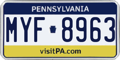 PA license plate MYF8963