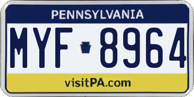 PA license plate MYF8964