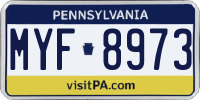 PA license plate MYF8973
