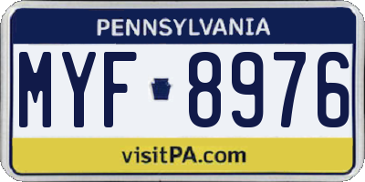 PA license plate MYF8976