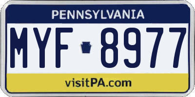 PA license plate MYF8977