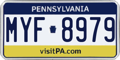 PA license plate MYF8979