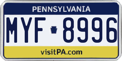 PA license plate MYF8996