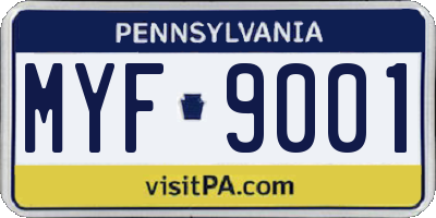 PA license plate MYF9001