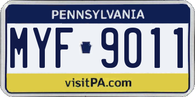PA license plate MYF9011
