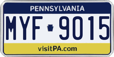 PA license plate MYF9015