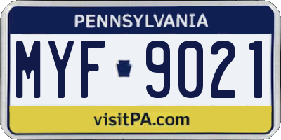 PA license plate MYF9021