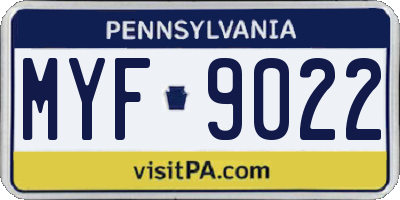 PA license plate MYF9022