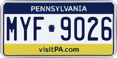 PA license plate MYF9026