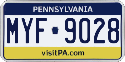 PA license plate MYF9028