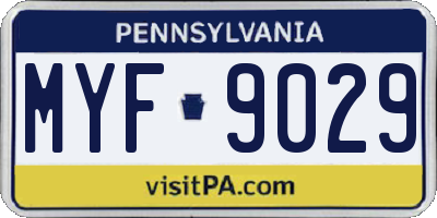 PA license plate MYF9029